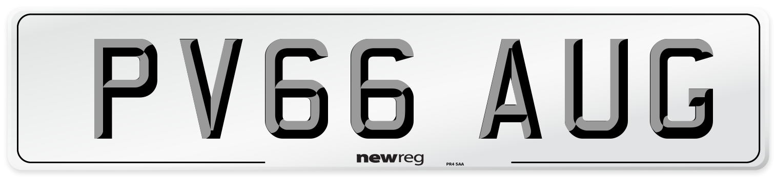 PV66 AUG Number Plate from New Reg